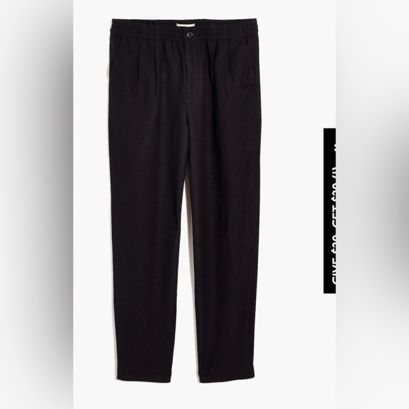 Madewell Black Linen Wide Leg Pants - Picture 3 of 7